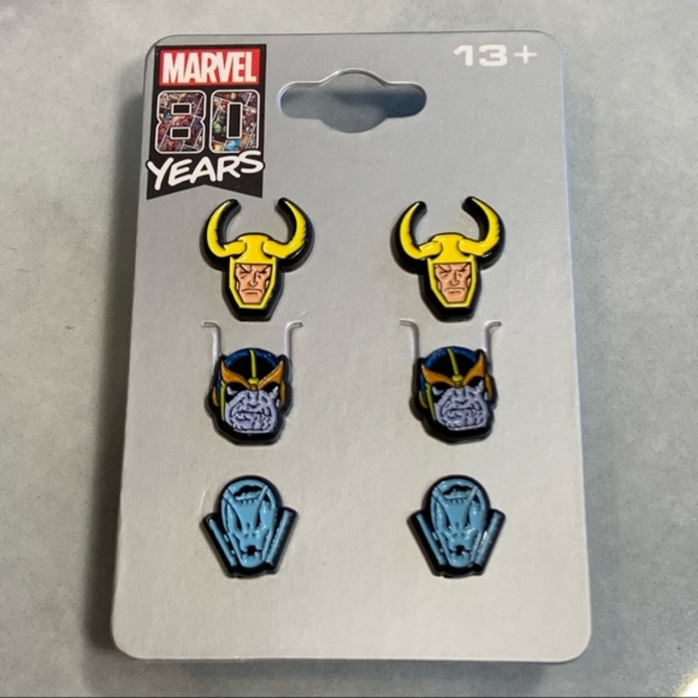 Marvel 80 YRS Avengers Villains Earrings 3 Pack